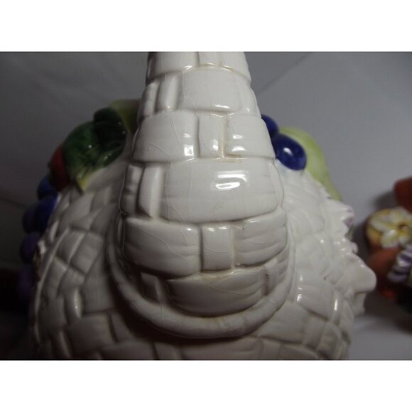 Teapot floral bow porcelain ceramic basketweave fruit with lid multicolor - Picture 12 of 16